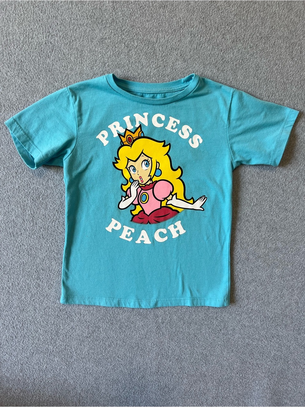 Nintendo Princess Peach Graphic Tee Kids XS 4/5 Blue Super Mario 2023